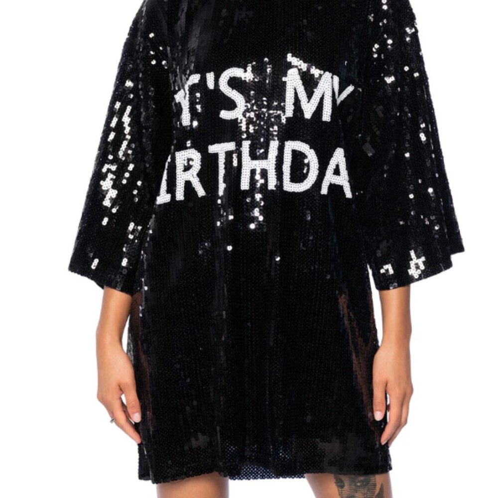 'it's my birthday' sequin shirt dress - Picture 2 of 4